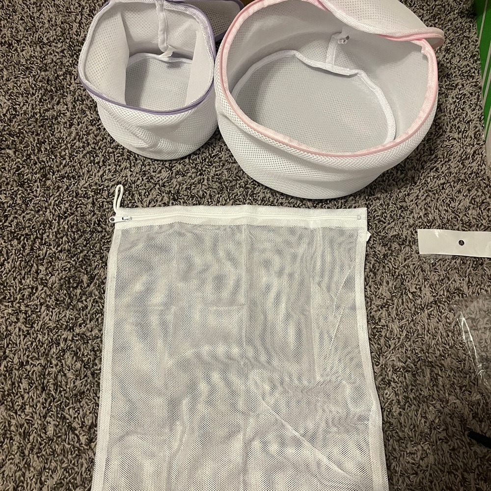 3 pc Set - White Mesh Bra/Lingerie Laundry Bags Set